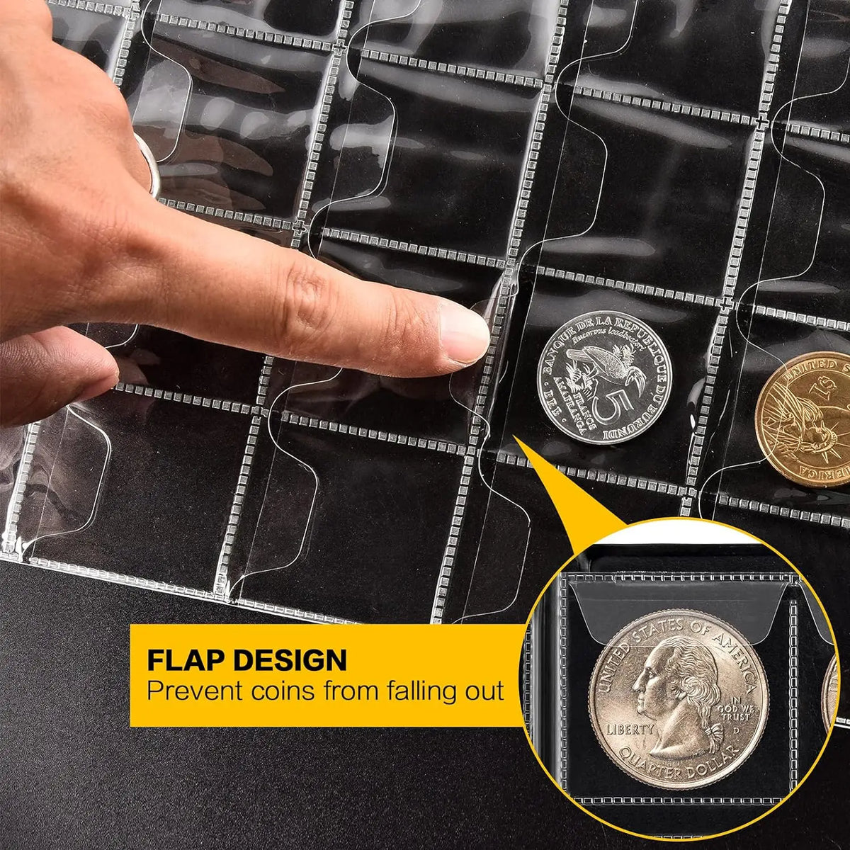 300-Pocket Coin Collection Album – PU Leather Display Book Coin Collection Album Babs