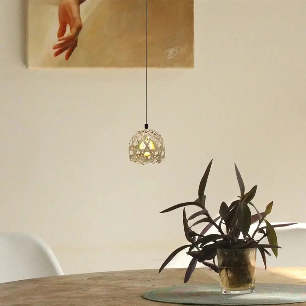 Woven Bamboo Lamp Shade – Rustic Boho Lantern Cover 6cm Bamboo Lamp Shade Babs
