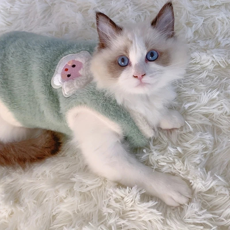Cat & Dog Sweater Vest – Warm Winter Kitten & Puppy Apparel Pet Sweater Vest Babs