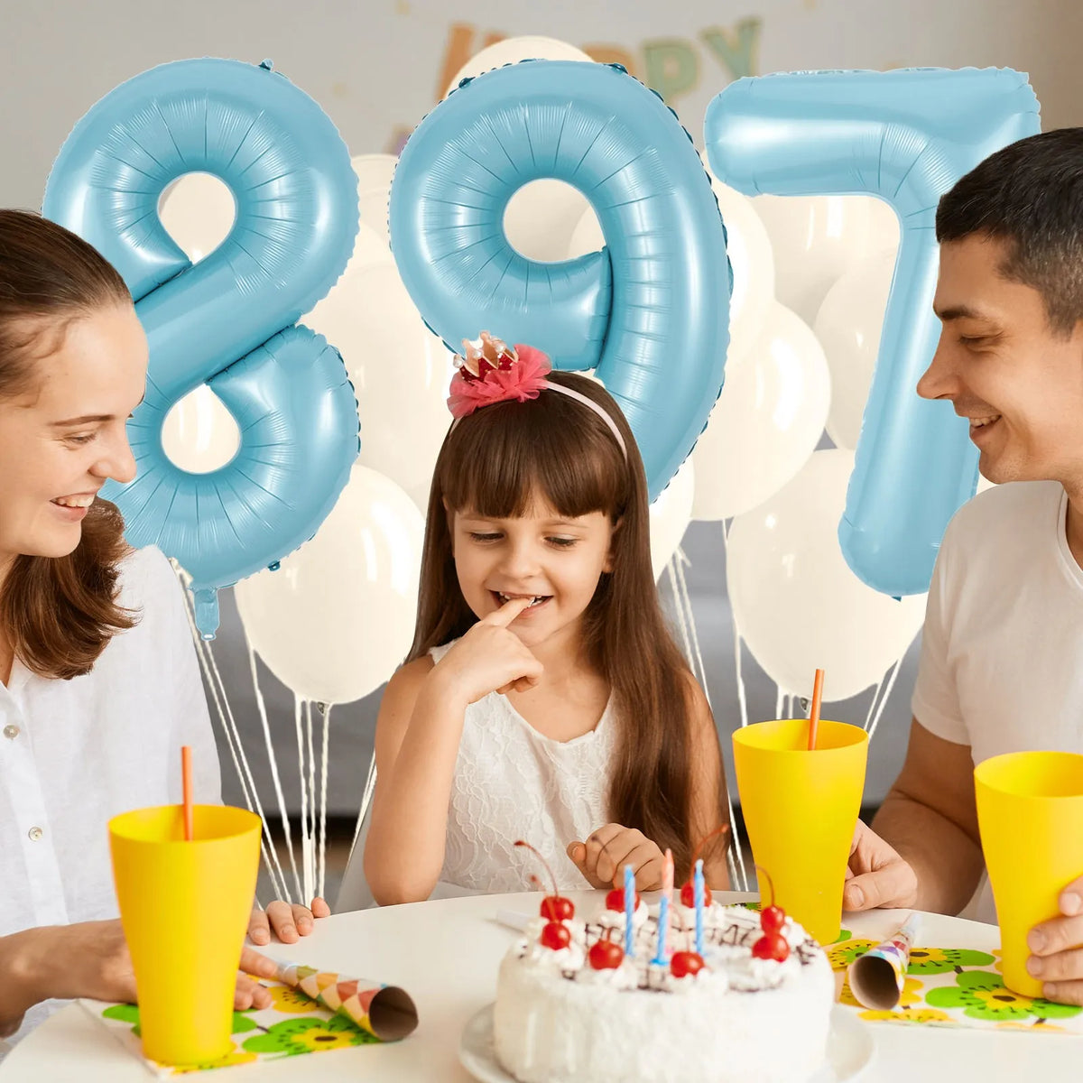 40" Pearl Blue Number Foil Balloons 0–9 | Party Decoration Number Foil Balloon Babs