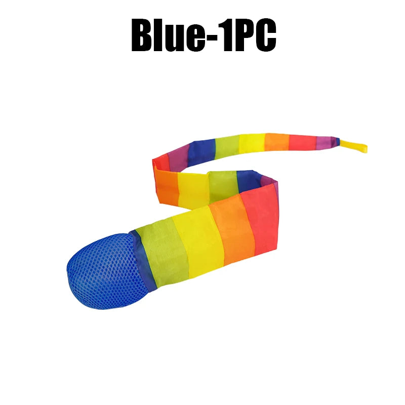 Rainbow Ribbon Throwing Ball – Fun Outdoor Toy for Kids Kids Throwing Ball Babs Deep Sapphire 1PC