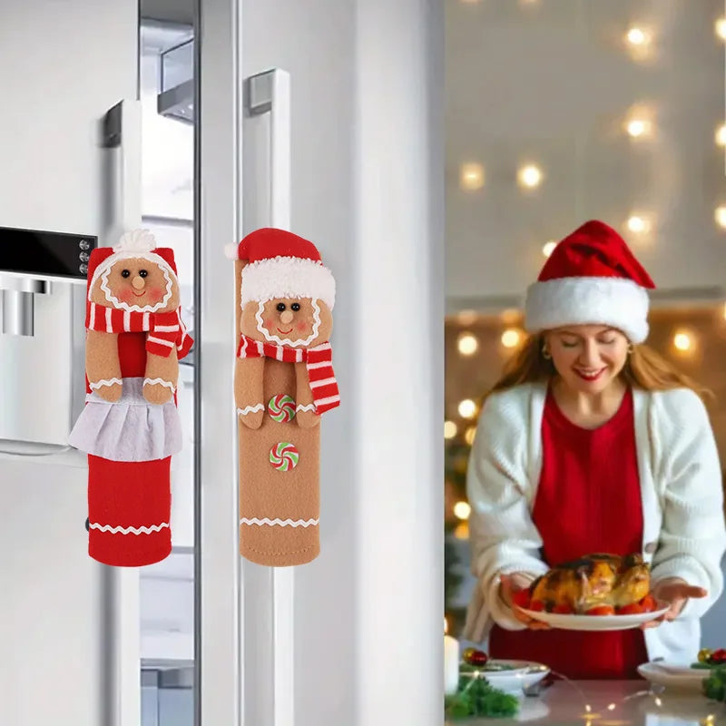 Christmas Gingerbread Man Fridge Handle Covers – Set of 2 Holiday Handle Covers Babs