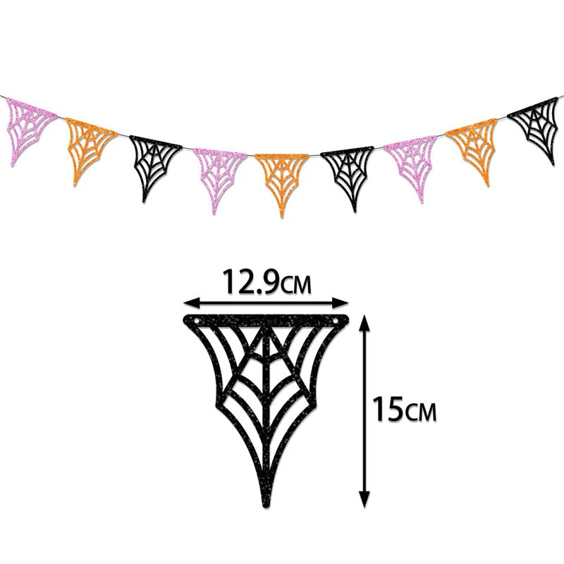 Halloween Hanging Garland Paper Banner – Ghost Bat Spider Halloween Paper Garland Babs D