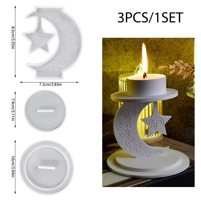 Ramadan Candle Holder Silicone Mold – Eid DIY Cement Gypsum Silicone Craft Mold Babs A