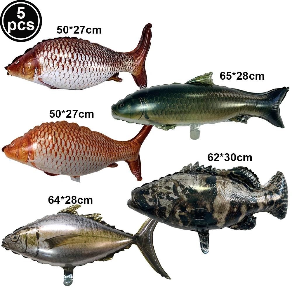 Fish Foil Balloons – Fishing Themed Birthday Party Decor Party Foil Balloons Babs Fluorescence Yellow As pictures show