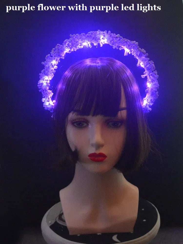 LED Feather Angel Halo Crown Headband – Bridal & Party LED Halo Headband Babs 5a