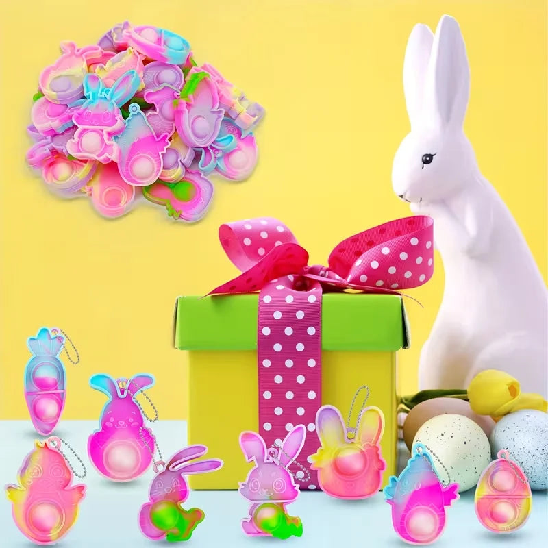 Mini Pop Keychains Easter Rabbit Egg Party Favors 10/20Pcs Easter Party Favors Babs