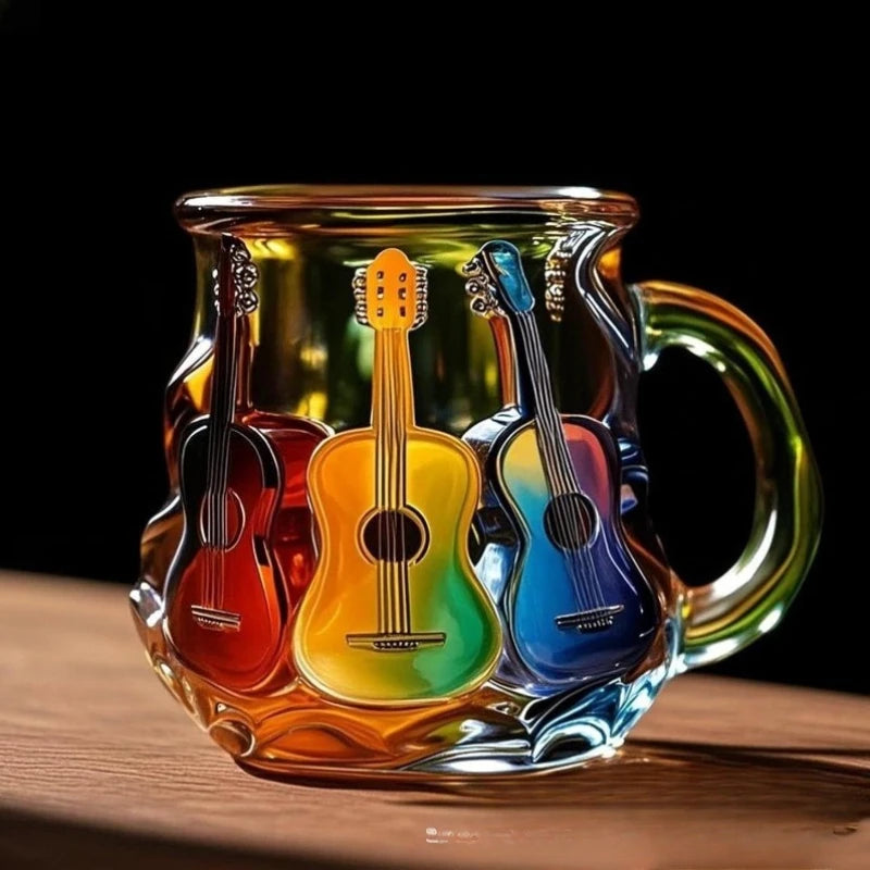 Guitar Art Beer Mug | Hand-Painted Resin Craft Gift Mug Art Beer Mug Babs