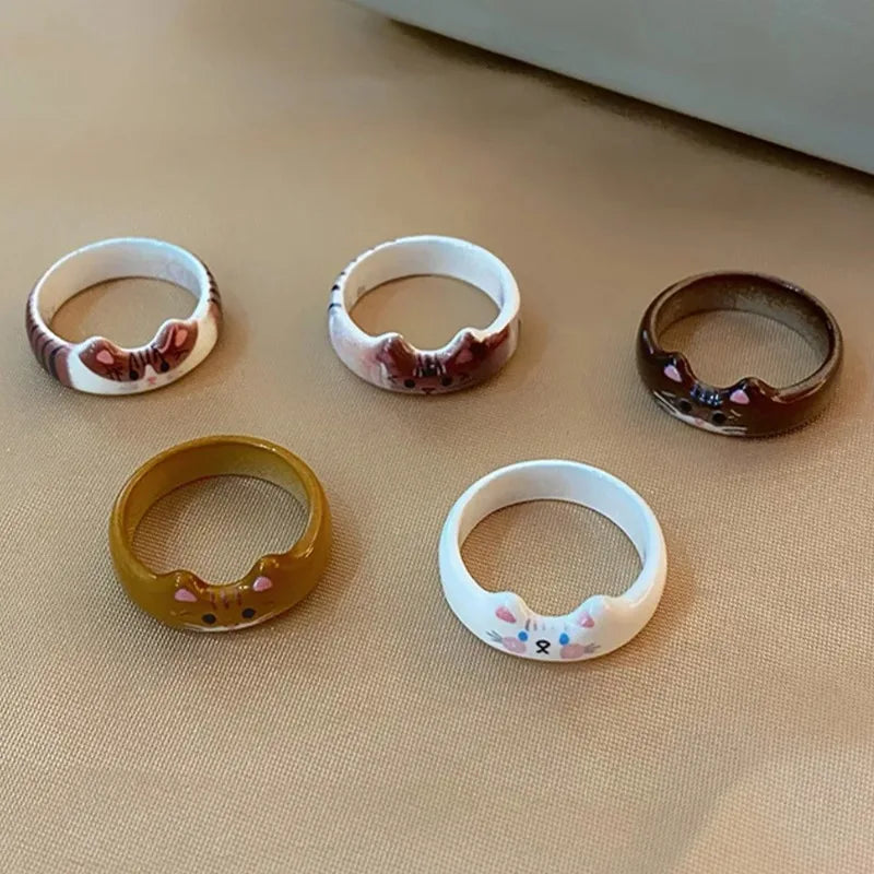 Cute Cartoon Cat Clay Ring – Versatile Animal Ring for Women Fashion Ring Babs