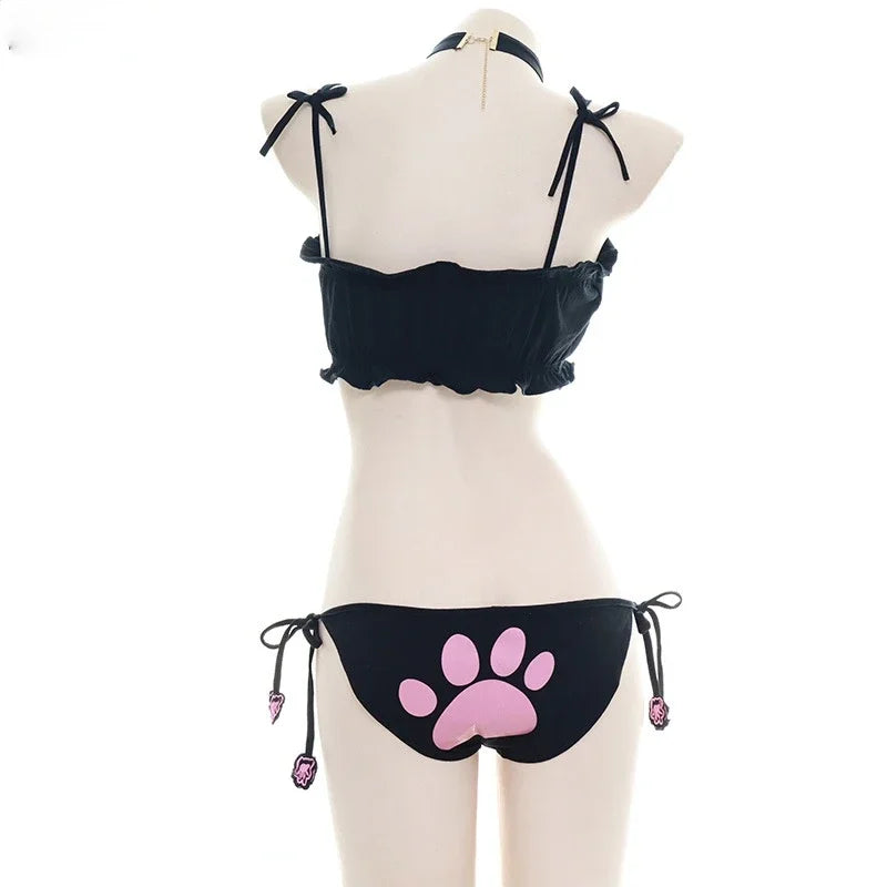 Anime Cat Paw Bikini Cosplay Swimsuit Set – Top & Shorts Cosplay Swimsuit Set Babs