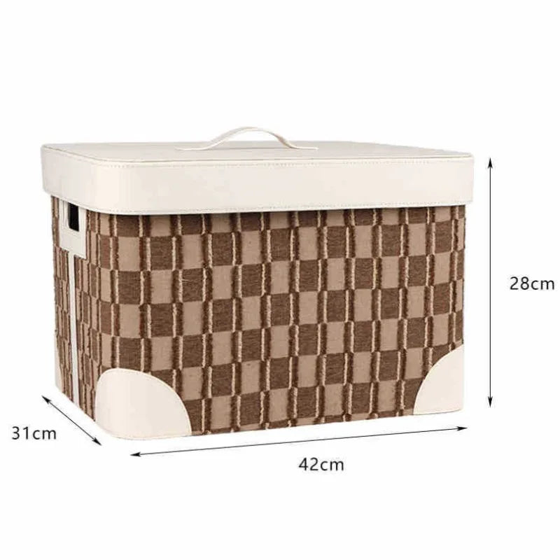 Large Leather Storage Box with Lid – Retro Luxury Organizer Leather Storage Box Babs Brown-Medium