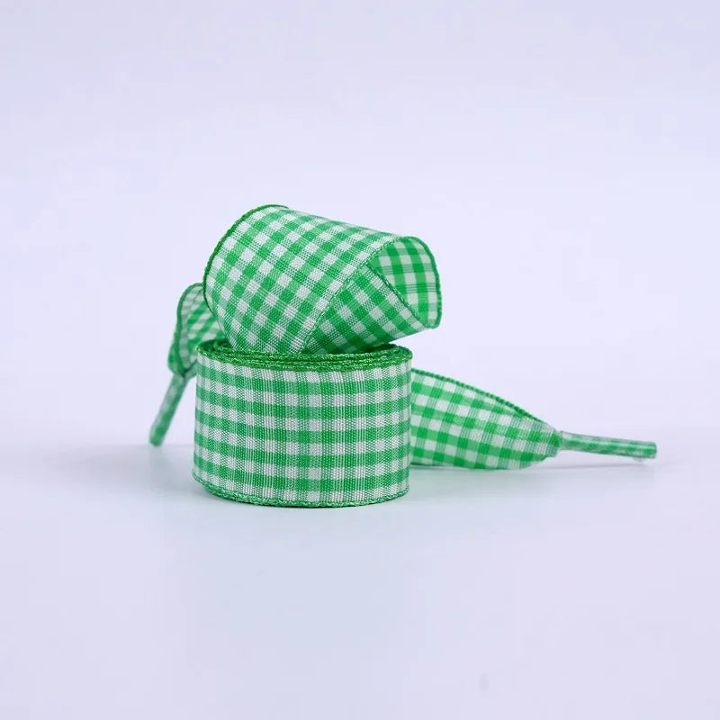 Plaid Ribbon Bow Shoelaces – Chinese Style Flat Laces for Sneakers Fashion Shoelaces Babs