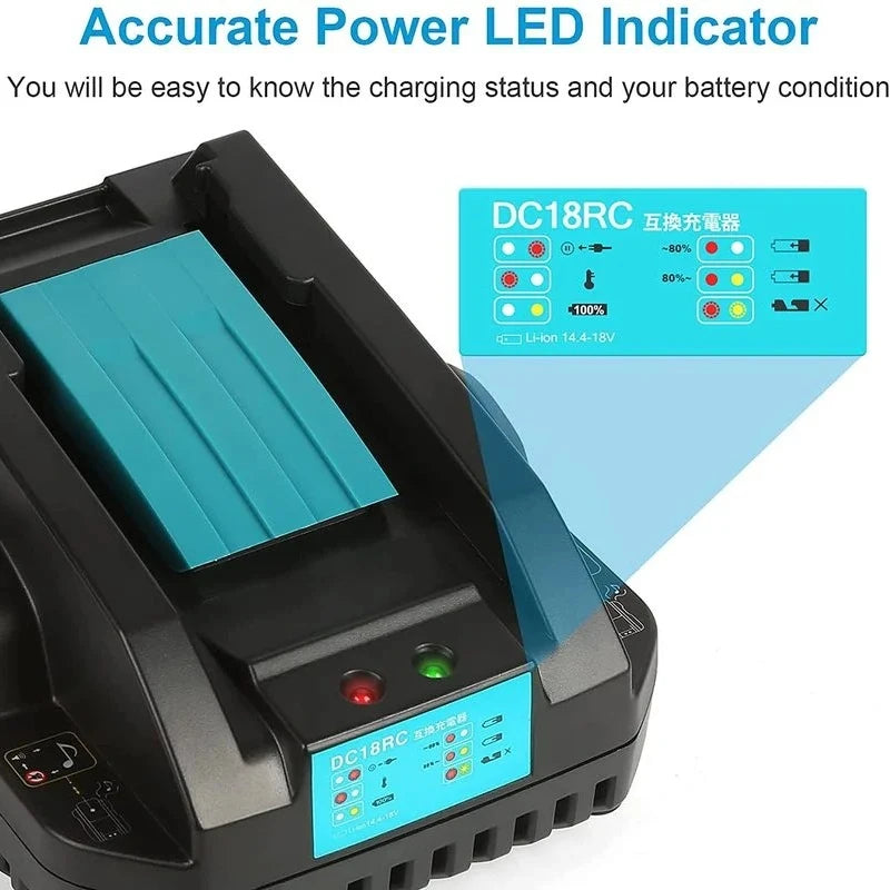 Rapid Charger for Makita 14.4V–18V Li-Ion Battery DC18RC Battery Charger Babs