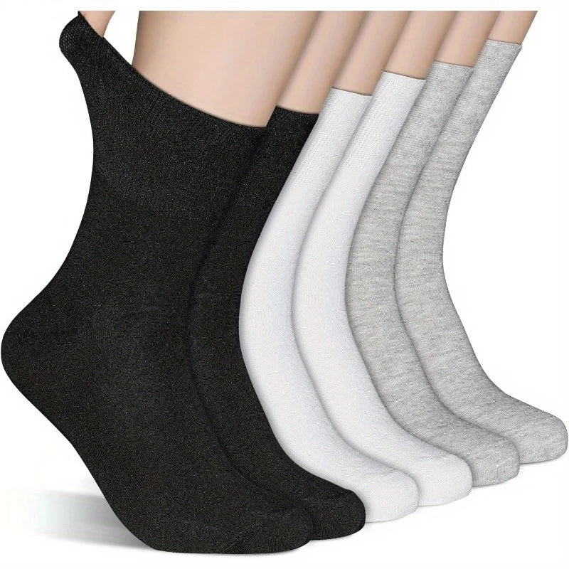 12 Pairs Loose-Top Breathable Knit Socks with Elastic Cuffs Casual Knit Socks Babs