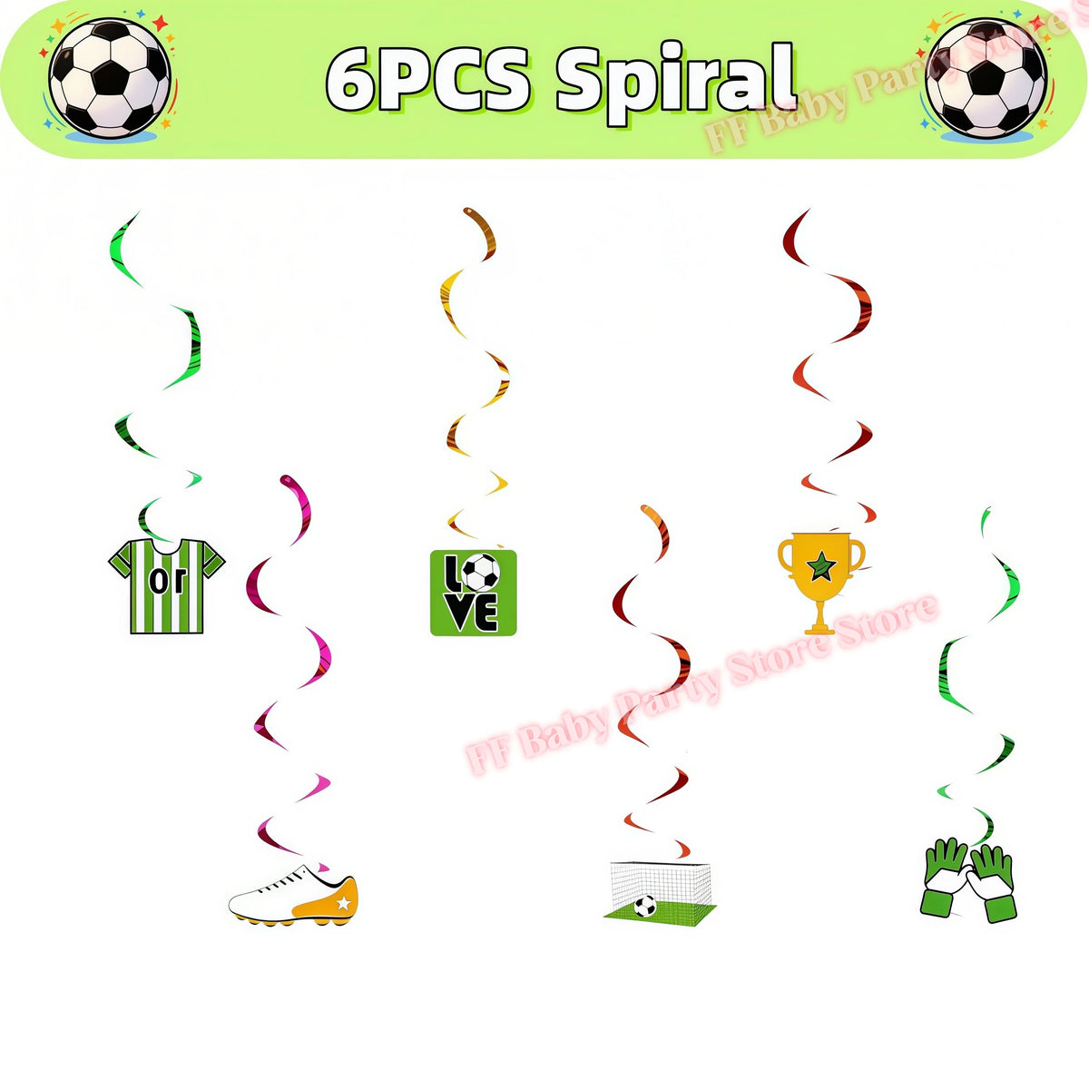 Soccer Football Birthday Party Decorations – Balloons, Plates & Cups Party Decoration Kit Babs 6pcs Spirals