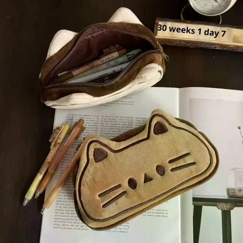 Kawaii Bread Cat Plush Pencil Case – Large Capacity Stationery Bag Plush Pencil Case Babs