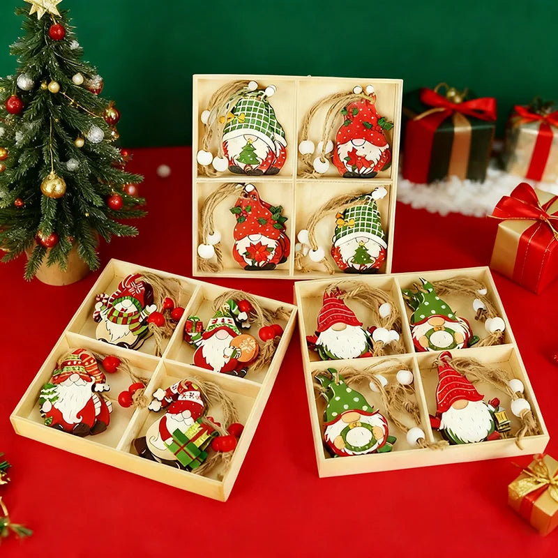 12pcs Christmas Gnome Wooden Ornaments – Xmas Tree Pendants Christmas Tree Ornaments Babs