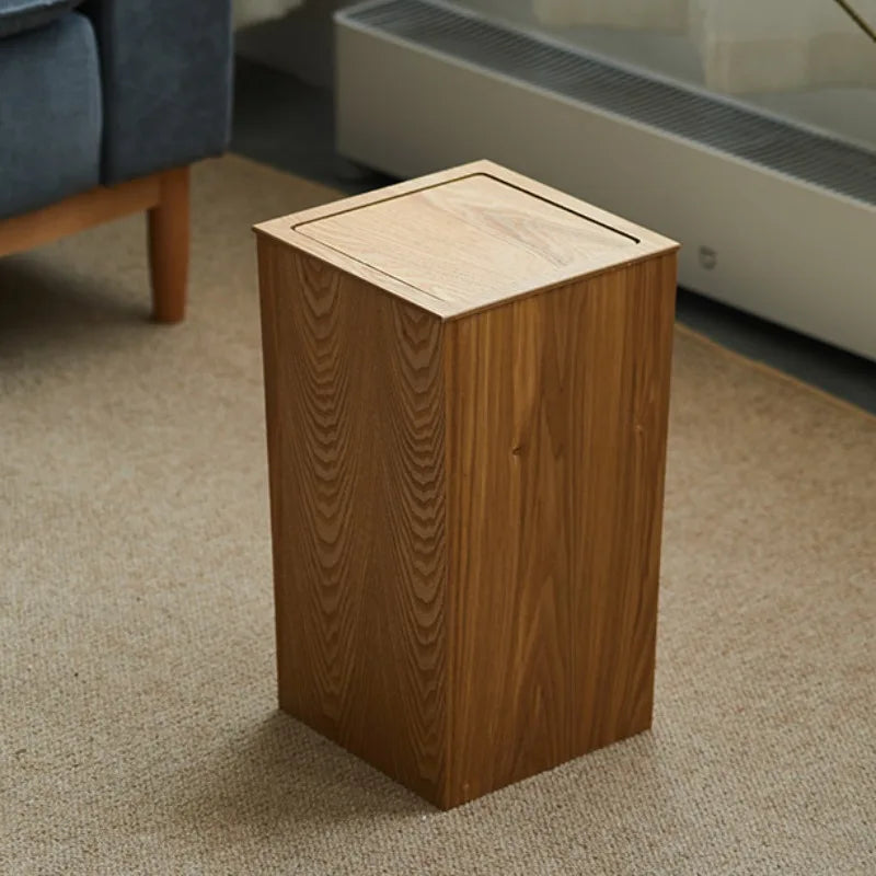 Luxury Solid Wood Flip-Top Trash Can | Large Rectangular Bin Wooden Trash Can Babs Manchurian Ash Style