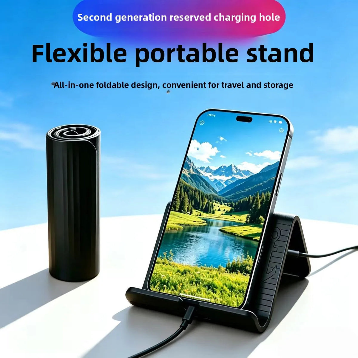 Foldable Silicone Phone Stand – Adjustable Desk Holder for Tablet Phone & Tablet Stand Babs black-B