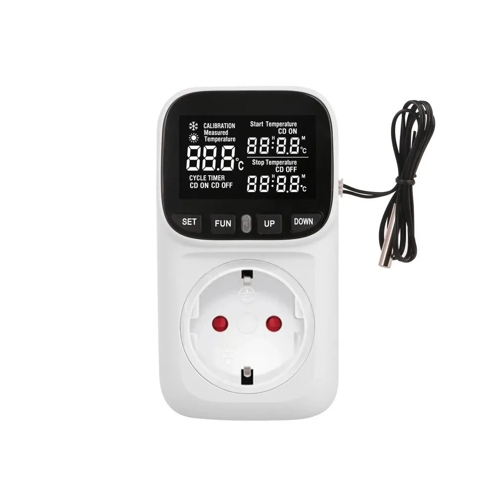Digital LCD Thermostat Socket 16A EU Plug with Timer & Sensor Thermostat Socket Babs EU Plug