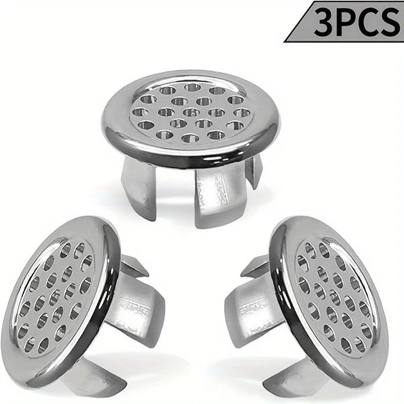 Brass Sink Overflow Cover Ring Set – 3pc Drain Cap Replacement Sink Drain Cover Babs