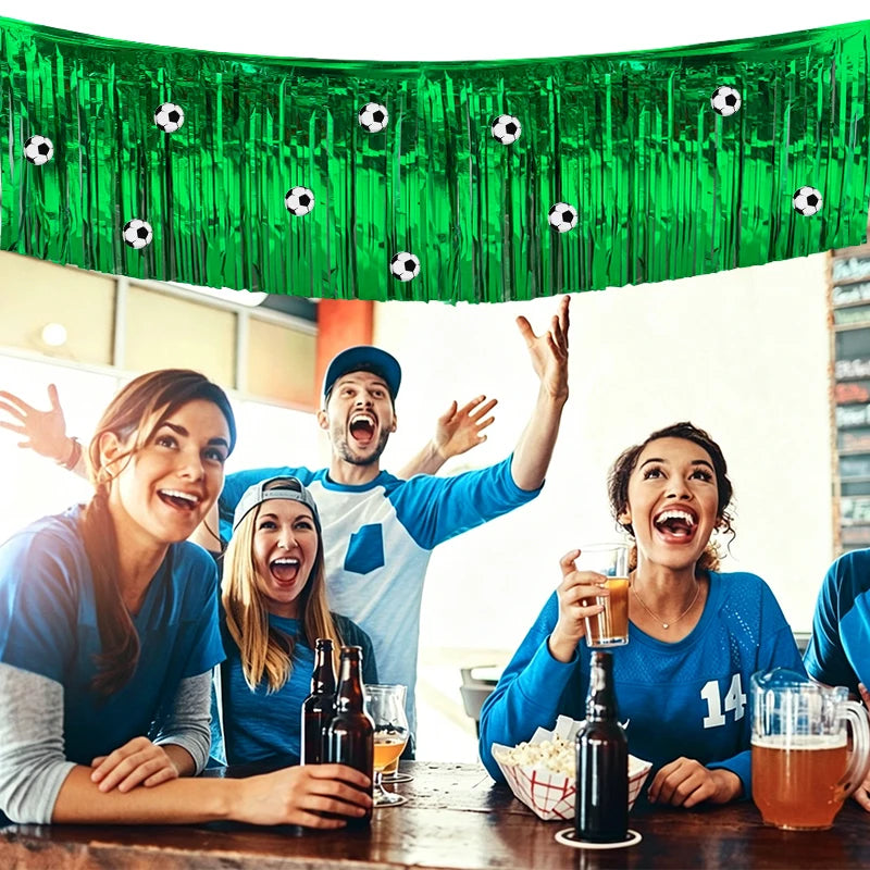 Soccer Party Tassel Table Skirt & Football Stickers Set Party Table Decoration Babs