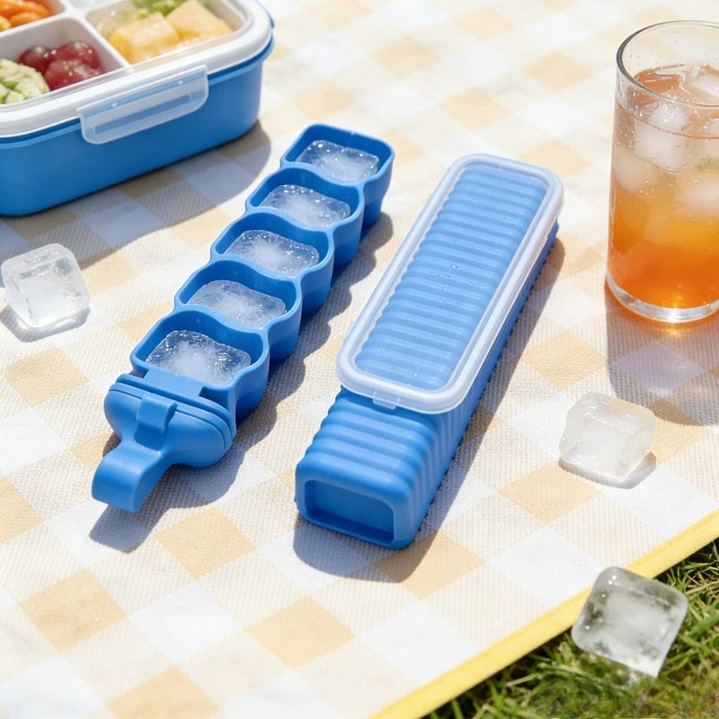 Household Ice Cube Maker Press Tray – Pull-Out Freezer Mold Ice Cube Tray Babs
