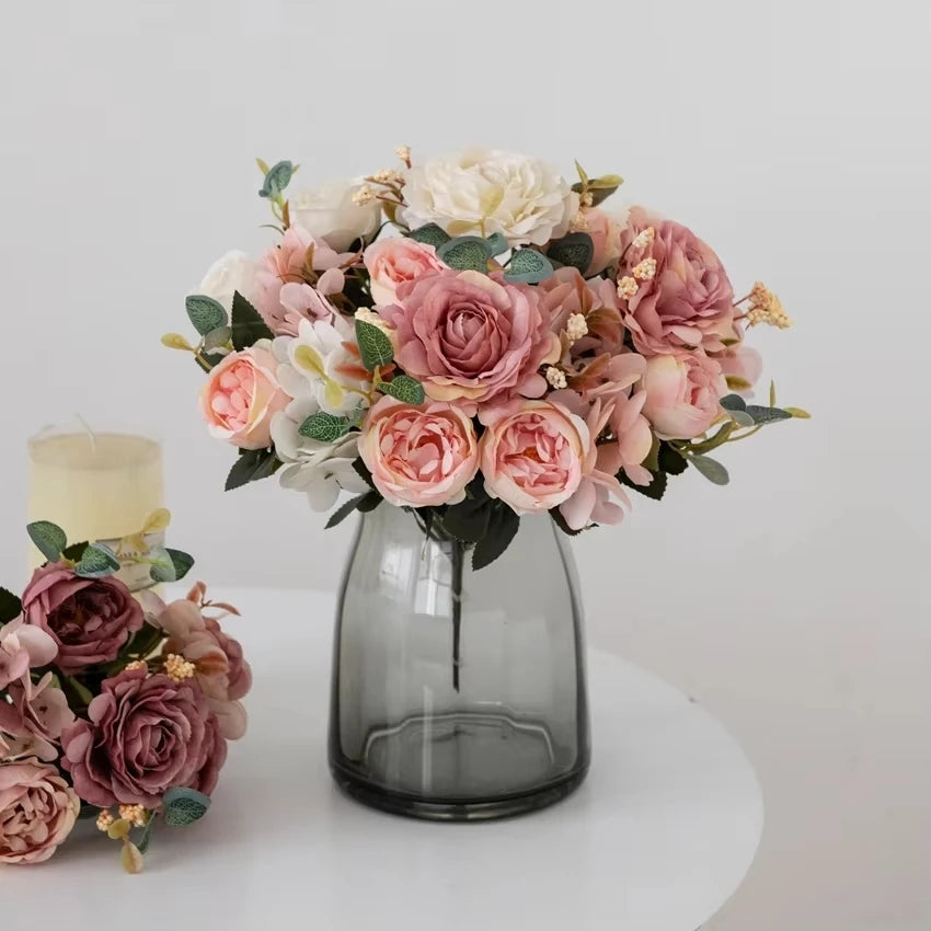 Artificial Silk Rose & Peony Bouquet – Wedding & Home Decor Artificial Flower Bouquet Babs