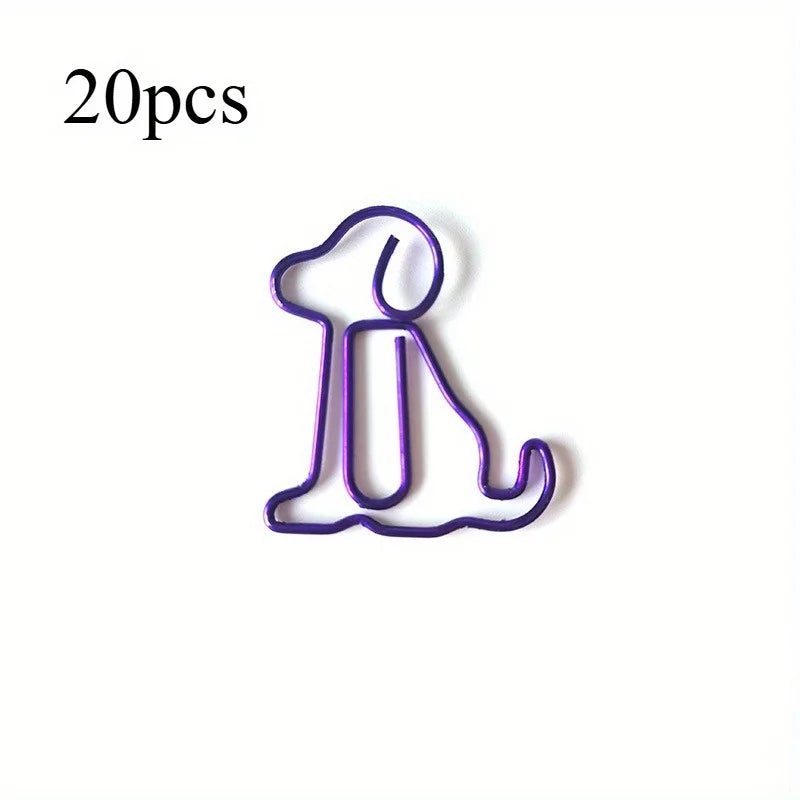 Colorful Dog Paper Clips – Cute Animal Office Organizer Animal Paper Clips Babs Purple