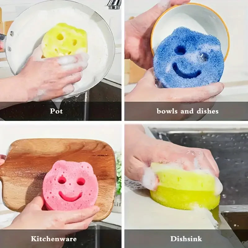 6-Pack Bear Smile Face Dish Sponges | Kitchen Scrubber Set Kitchen Dish Sponge Babs