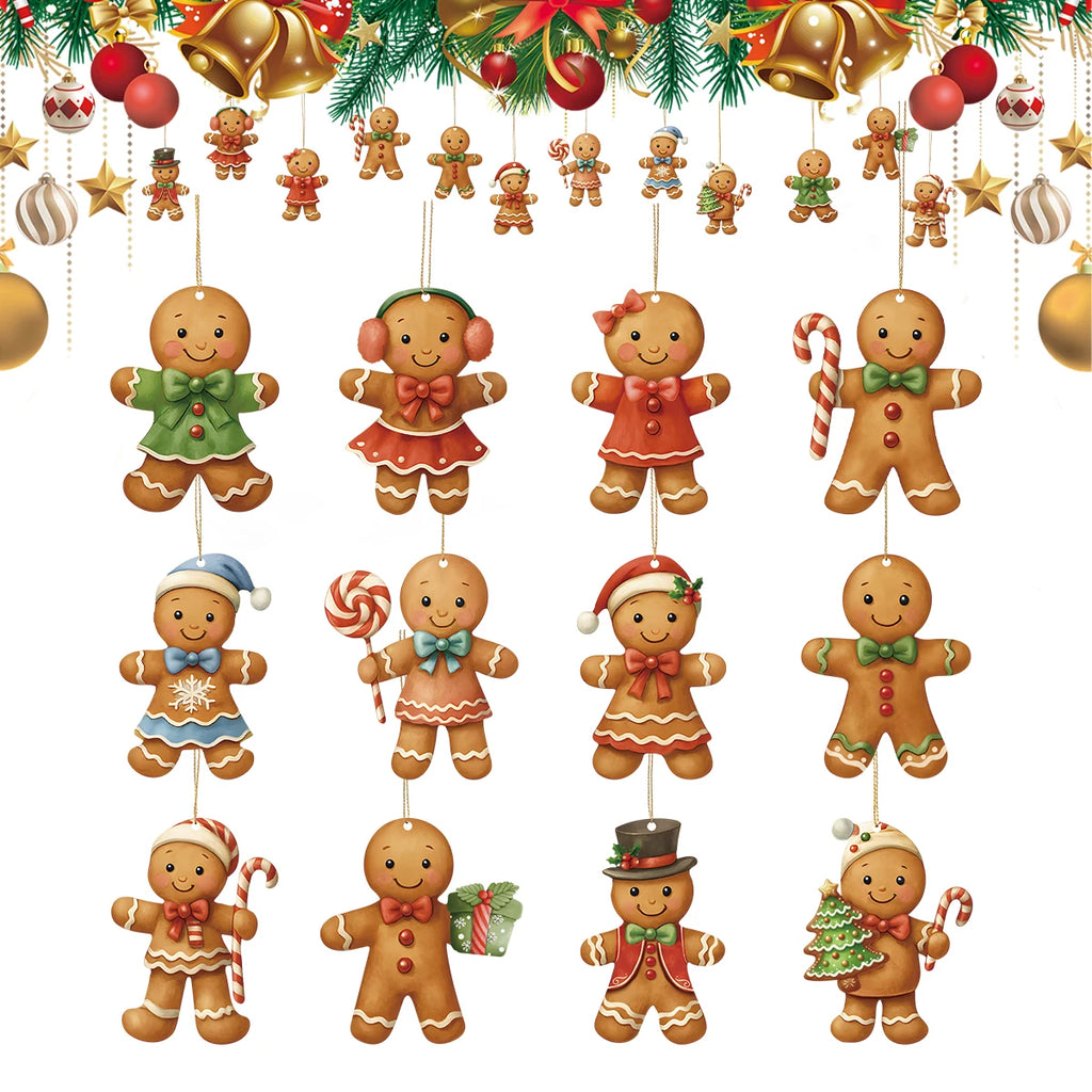 Wooden Gingerbread Man Christmas Ornament 2025 Xmas Decor Christmas Tree Ornament Babs