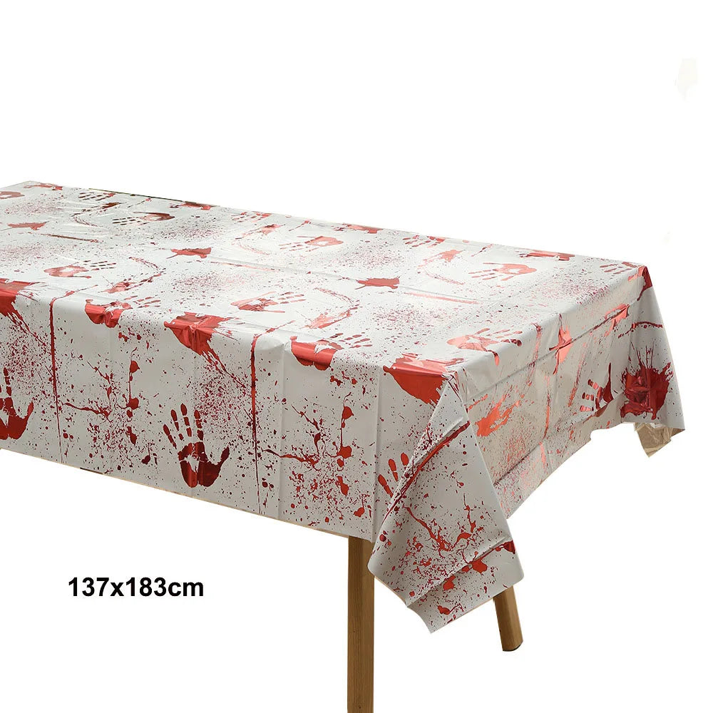 Halloween Tablecloth 137×183cm – Pumpkin, Ghost & Bat Print Halloween Tablecloth Babs C 3pcs