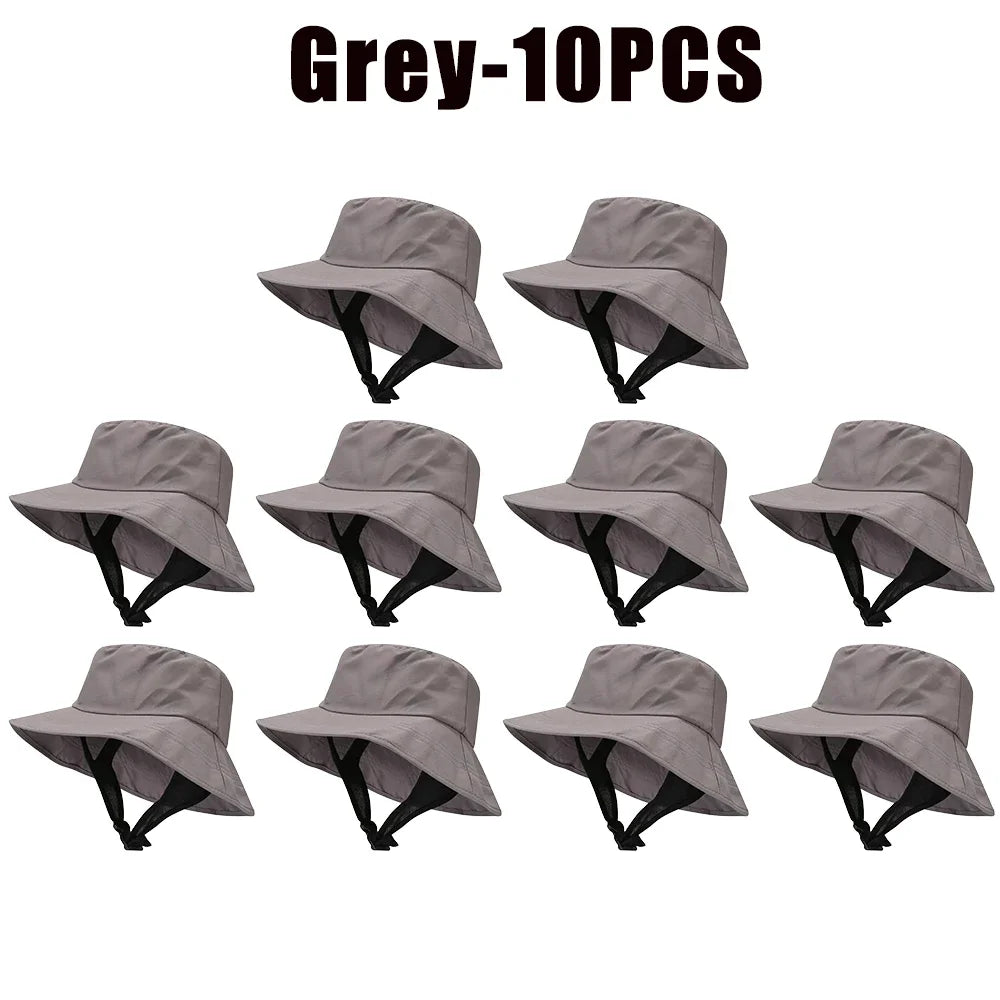 UPF 50+ Mesh Bucket Hat – Breathable Sun Hat Men & Women Bucket Sun Hat Babs Grey-10PCS