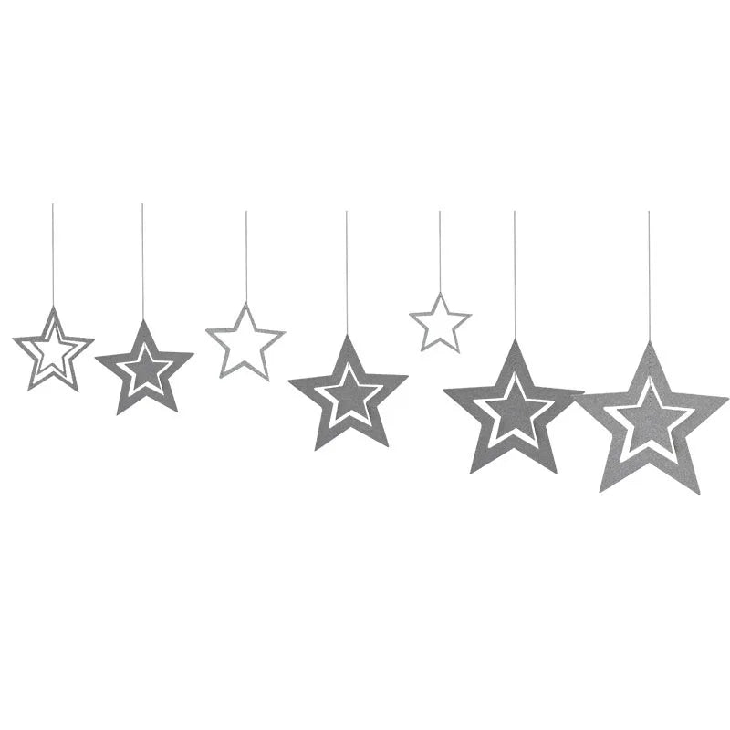 Rose Gold Hollow Star Paper Garland Banner | Party Decoration Party Garland Banner Babs Silver