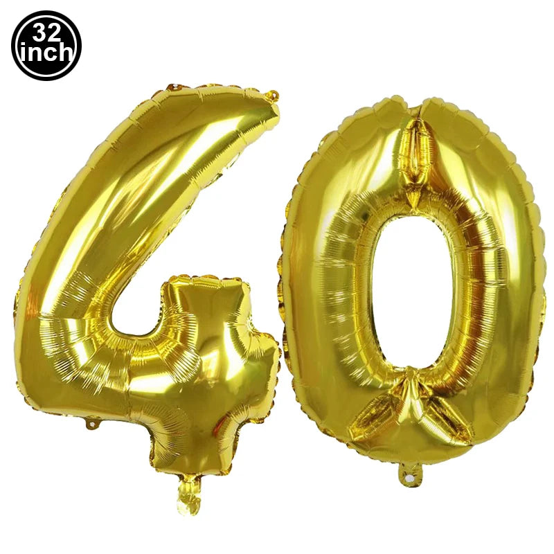 40th Birthday Party Decorations – Black & Gold Tableware Set Birthday Party Set Babs 40th balloon