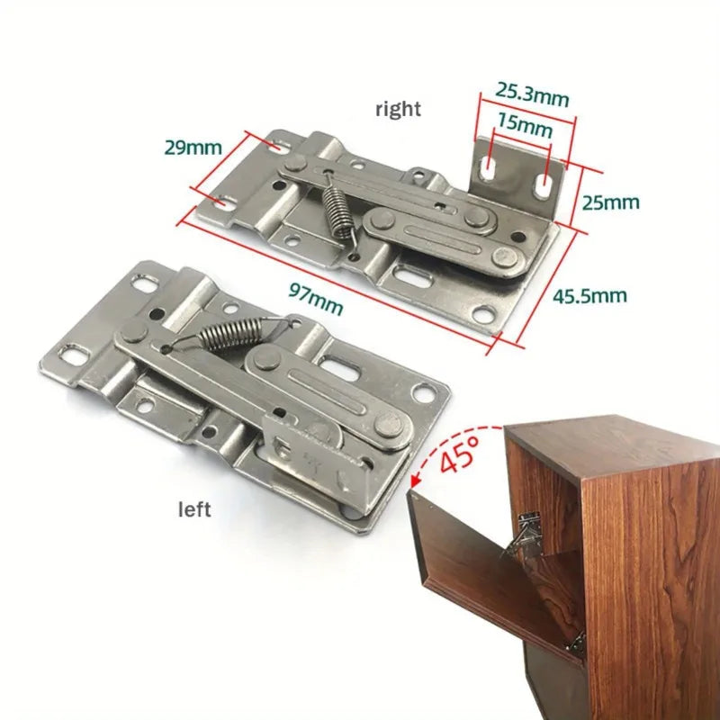 2PCS Self-Close 45° Flip-Down Cabinet Spring Hinges Cabinet Spring Hinges Babs spring