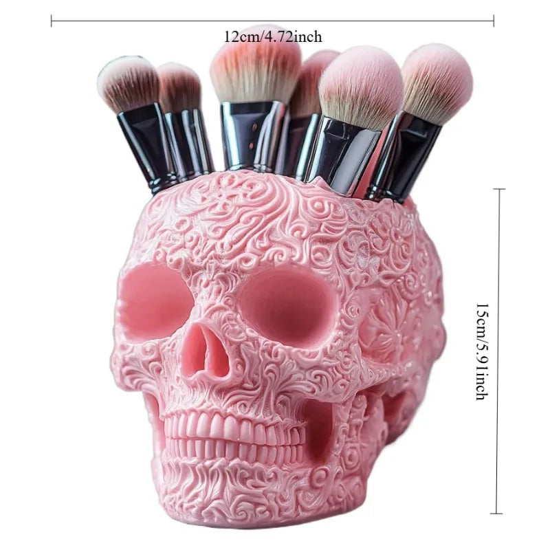 Halloween Skull Makeup Brush & Pen Holder – Colorful Desk Decor Desk Organizer Babs