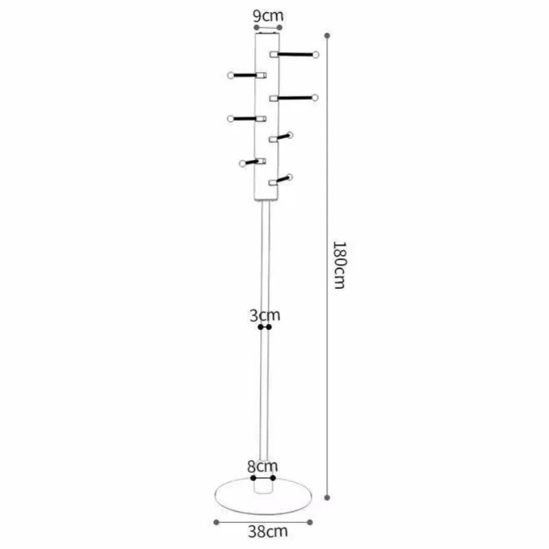 Retro Floor Coat Rack | 5-Hook Minimalist Wood & Metal Stand Floor Coat Rack Babs