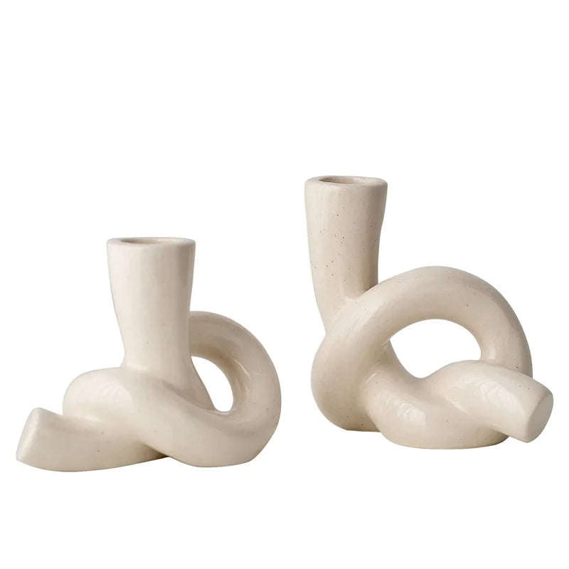 2-Piece Ceramic Cone Candle Holders – Abstract Art Décor Ceramic Candle Holders Babs 2PCS