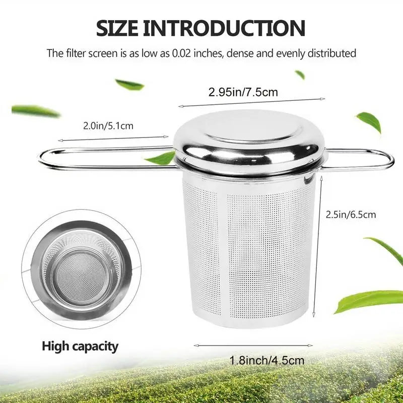 Stainless Steel Mesh Tea Infuser with Lid – Loose Leaf Strainer Mesh Tea Infuser Babs