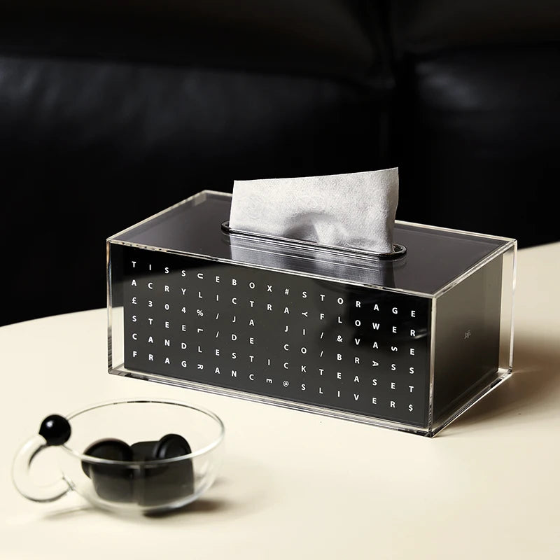 Acrylic Black Letter Tissue Box | Modern Minimalist Home Décor Acrylic Tissue Box Babs