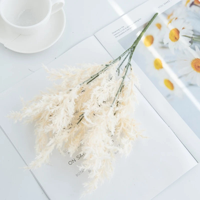 Artificial Silk Pine Cypress Leaves – DIY Wedding & Home Décor Artificial Greenery Sprigs Babs Milky White 1 pc