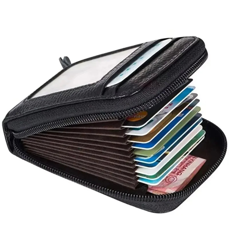 Korean Leather Accordion Card Wallet – Zipper Organizer Holder Card Holder Wallet Babs