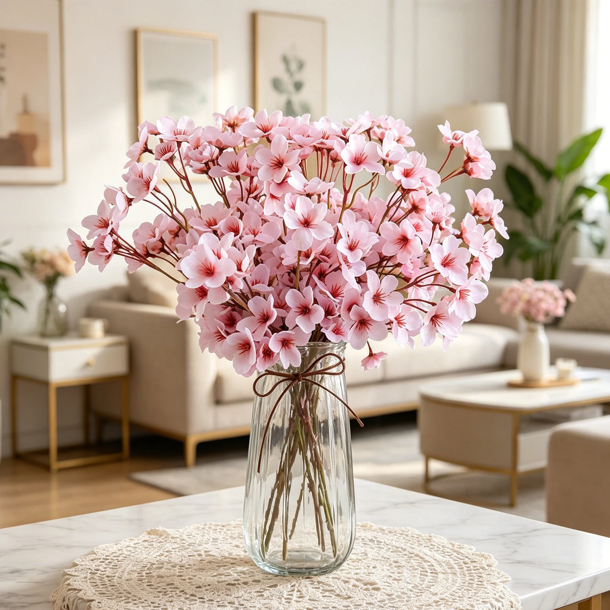 Silk Peach Blossom Artificial Bouquet – Wedding & Home Décor Artificial Flower Bouquet Babs