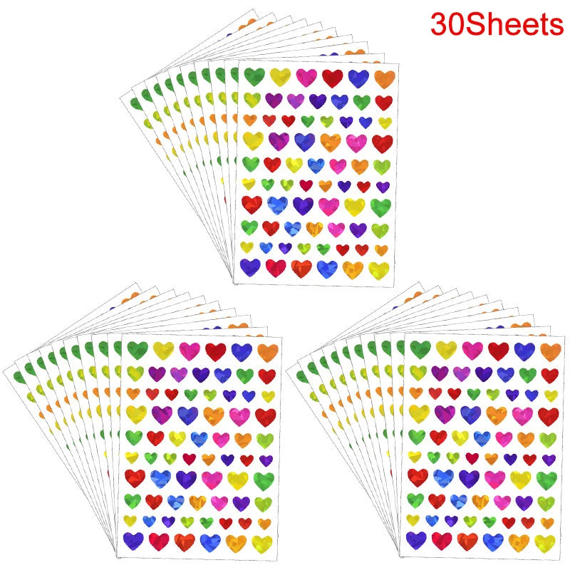 Glitter Star Dot Heart Stickers – Kids Party Favors & Reward Labels Glitter Craft Stickers Babs 30Sheets Heart Other