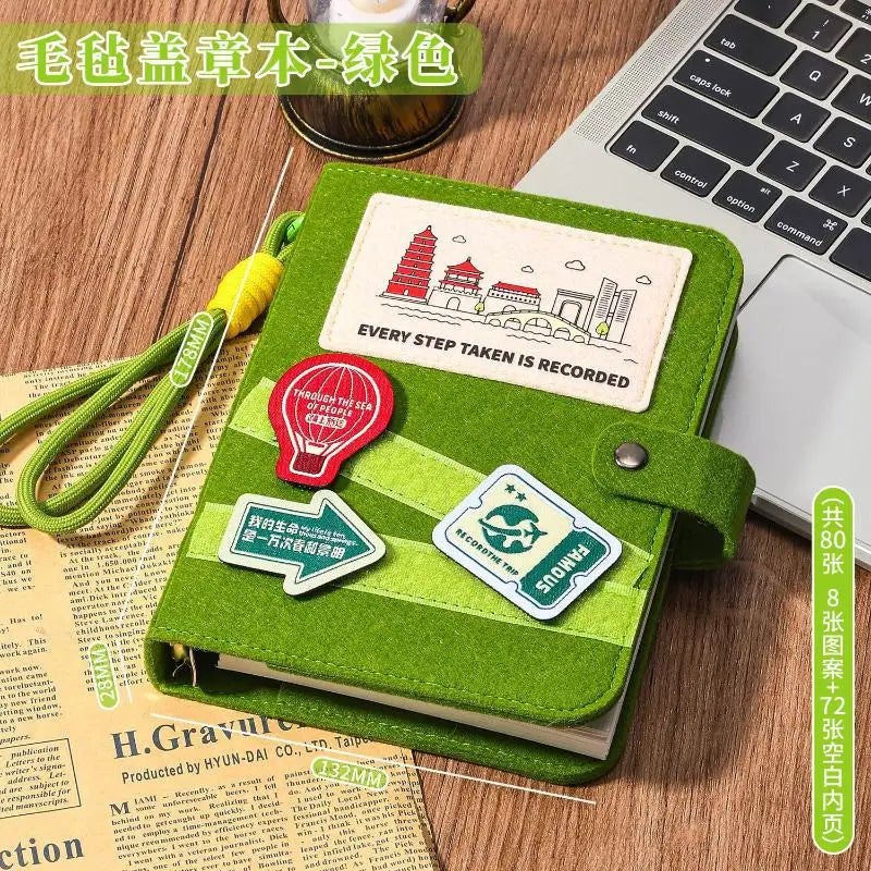 Felt Travel Stamp Book – Creative Souvenir Notebook Travel Stamp Notebook Babs Green