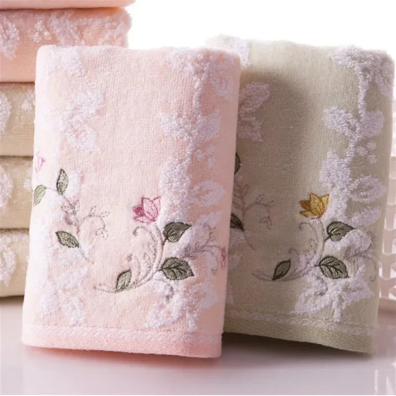 Embroidered 100% Cotton Face Towel 68x34cm – Soft & Quick-Dry Cotton Face Towel Babs