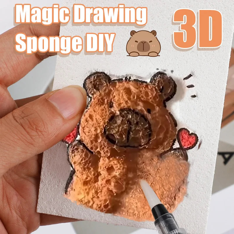 3D Magic Foam Texture Painting Paper Set with Water Brush Kids Art Craft Set Babs