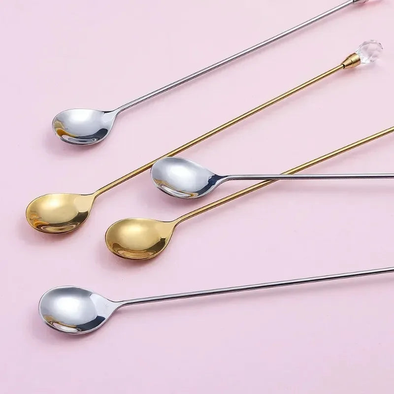 Diamond Crystal Coffee Spoon – Long Stainless Steel Stirring Spoon Decorative Stirring Spoon Babs