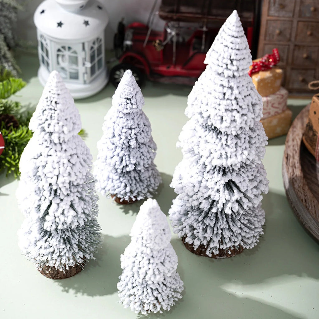 Mini Snow Pine Christmas Tree Ornaments – Set of 4 Desktop Decor Christmas Tree Ornament Babs
